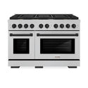 ZLINE Autograph Edition 48 in. 6.7 cu. ft. Paramount Double Oven Gas Range with 8 Burner Cooktop in Satin Stainless Steel and Matte Black Accents, Open Box-Great Condition