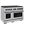 ZLINE Autograph Edition 48 in. 6.7 cu. ft. Paramount Double Oven Gas Range with 8 Burner Cooktop in DuraSnow® Stainless Steel and Matte Black Accents (SGRSZ-48-MB)