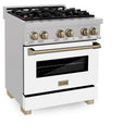 ZLINE Autograph Edition 30" 4.0 cu. ft. Dual Fuel Range with Gas Stove and Electric Oven in DuraSnow Stainless Steel with White Matte Door and Accents (RASZ-WM-30)