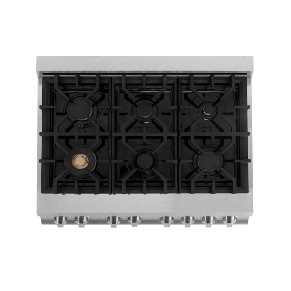 ZLINE Autograph Edition 36 in. 4.6 cu. ft. Legacy Dual Fuel Range with 6 Burner Gas Cooktop and Electric Convection Oven in Satin Stainless Steel with Black Matte Door and Polished Gold Accents, Open Box-Great Condition