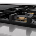 ZLINE Autograph Edition 48 in. 6.0 cu. ft. Legacy Dual Fuel Range with 7 Burner Gas Cooktop and 2 Electric Ovens in Satin Stainless Steel with Black Matte Doors and Polished Gold Accents, Open Box-Great Condition