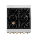 ZLINE Autograph Edition 24 in. 2.8 cu. ft. Legacy Dual Fuel Range with 4 Burner Gas Cooktop and Electric Convection Oven in Satin Stainless Steel and Polished Gold Accents, Open Box-Good Condition
