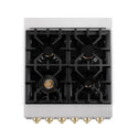 ZLINE Autograph Edition 24 in. 2.8 cu. ft. Legacy Dual Fuel Range with 4 Burner Gas Cooktop and Electric Convection Oven in Satin Stainless Steel and Polished Gold Accents, Open Box-Great Condition