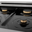 ZLINE Autograph Edition 24 in. 2.8 cu. ft. Legacy Dual Fuel Range with 4 Burner Gas Cooktop and Electric Convection Oven in Satin Stainless Steel and Matte Black Accents, Open Box-Great Condition