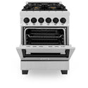 ZLINE Autograph Edition 24 in. 2.8 cu. ft. Legacy Dual Fuel Range with 4 Burner Gas Cooktop and Electric Convection Oven in Satin Stainless Steel and Matte Black Accents (RASZ-SN-24-MB)