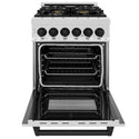 ZLINE Autograph Edition 24 in. 2.8 cu. ft. Legacy Dual Fuel Range with 4 Burner Gas Cooktop and Electric Convection Oven in Satin Stainless Steel and Matte Black Accents (RASZ-SN-24-MB)