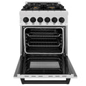 ZLINE Autograph Edition 24 in. 2.8 cu. ft. Legacy Dual Fuel Range with 4 Burner Gas Cooktop and Electric Convection Oven in Satin Stainless Steel and Matte Black Accents, Open Box-Good Condition