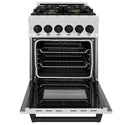 ZLINE Autograph Edition 24 in. 2.8 cu. ft. Legacy Dual Fuel Range with 4 Burner Gas Cooktop and Electric Convection Oven in Satin Stainless Steel and Matte Black Accents, Open Box-Great Condition