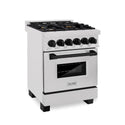 ZLINE Autograph Edition 24 in. 2.8 cu. ft. Legacy Dual Fuel Range with 4 Burner Gas Cooktop and Electric Convection Oven in Satin Stainless Steel and Matte Black Accents, Open Box-Great Condition