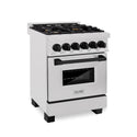 ZLINE Autograph Edition 24 in. 2.8 cu. ft. Legacy Dual Fuel Range with 4 Burner Gas Cooktop and Electric Convection Oven in Satin Stainless Steel and Matte Black Accents, Open Box-Good Condition
