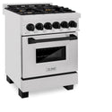 ZLINE Autograph Edition 24 in. 2.8 cu. ft. Legacy Dual Fuel Range with 4 Burner Gas Cooktop and Electric Convection Oven in Satin Stainless Steel and Matte Black Accents, Open Box-Great Condition