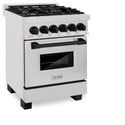 ZLINE Autograph Edition 24 in. 2.8 cu. ft. Legacy Dual Fuel Range with 4 Burner Gas Cooktop and Electric Convection Oven in Satin Stainless Steel and Matte Black Accents, Open Box-Good Condition