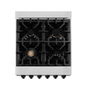 ZLINE Autograph Edition 24 in. 2.8 cu. ft. Legacy Dual Fuel Range with 4 Burner Gas Cooktop and Electric Convection Oven in Satin Stainless Steel and Matte Black Accents, Open Box-Great Condition