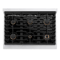 ZLINE Autograph Edition 36 in. 5.2 cu. ft. Paramount Dual Fuel Range with 6 Burner Gas Cooktop and Electric Convection Oven in Satin Stainless Steel with Black Matte Door and Champagne Bronze Accents, Open Box-Good Condition