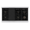 ZLINE Autograph Edition 48 in. 6.7 cu. ft. Paramount Double Oven Dual Fuel Range with 8 Burner Gas Cooktop in Satin Stainless Steel with Black Matte Doors and Champagne Bronze Accents, Open Box-Good Condition