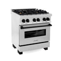 ZLINE Autograph Edition 30 in. 4.0 cu. ft. Legacy Dual Fuel Range with 4 Burner Gas Cooktop and Electric Convection Oven in Satin Stainless Steel and Matte Black Accents, Open Box-Great Condition