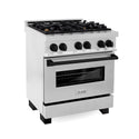 ZLINE Autograph Edition 30 in. 4.0 cu. ft. Legacy Dual Fuel Range with 4 Burner Gas Cooktop and Electric Convection Oven in Satin Stainless Steel and Matte Black Accents, Open Box-Good Condition
