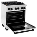 ZLINE Autograph Edition 30 in. 4.0 cu. ft. Legacy Dual Fuel Range with 4 Burner Gas Cooktop and Electric Convection Oven in Satin Stainless Steel and Matte Black Accents, Open Box-Great Condition