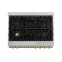 ZLINE Autograph Edition 36 in. 4.6 cu. ft. Legacy Dual Fuel Range with 6 Burner Gas Cooktop and Electric Convection Oven in Satin Stainless Steel and Champagne Bronze Accents, Open Box-Good Condition