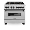 ZLINE Autograph Edition 36 in. 4.6 cu. ft. Legacy Dual Fuel Range with 6 Burner Gas Cooktop and Electric Convection Oven in Satin Stainless Steel and Matte Black Accents, Open Box-Great Condition