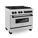 ZLINE Autograph Edition 36 in. 4.6 cu. ft. Legacy Dual Fuel Range with 6 Burner Gas Cooktop and Electric Convection Oven in Satin Stainless Steel and Matte Black Accents, Open Box-Good Condition