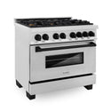 ZLINE Autograph Edition 36 in. 4.6 cu. ft. Legacy Dual Fuel Range with 6 Burner Gas Cooktop and Electric Convection Oven in Satin Stainless Steel and Matte Black Accents, Open Box-Great Condition