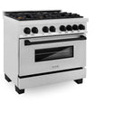 ZLINE Autograph Edition 36 in. 4.6 cu. ft. Legacy Dual Fuel Range with 6 Burner Gas Cooktop and Electric Convection Oven in Satin Stainless Steel and Matte Black Accents, Open Box-Great Condition