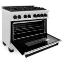 ZLINE Autograph Edition 36 in. 4.6 cu. ft. Legacy Dual Fuel Range with 6 Burner Gas Cooktop and Electric Convection Oven in Satin Stainless Steel and Matte Black Accents, Open Box-Great Condition