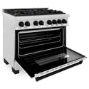 ZLINE Autograph Edition 36 in. 4.6 cu. ft. Legacy Dual Fuel Range with 6 Burner Gas Cooktop and Electric Convection Oven in Satin Stainless Steel and Matte Black Accents, Open Box-Good Condition