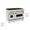 ZLINE Autograph Edition 48 in. 6.0 cu. ft. Legacy Dual Fuel Range with 7 Burner Gas Cooktop and 2 Electric Ovens in Satin Stainless Steel and Champagne Bronze Accents, Open Box-Great Condition