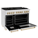 ZLINE Autograph Edition 48 in. 6.0 cu. ft. Legacy Dual Fuel Range with 7 Burner Gas Cooktop and 2 Electric Ovens in Satin Stainless Steel and Matte Black Accents (RASZ-SN-48-MB)