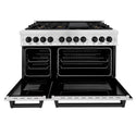ZLINE Autograph Edition 48 in. 6.0 cu. ft. Legacy Dual Fuel Range with 7 Burner Gas Cooktop and 2 Electric Ovens in Satin Stainless Steel and Matte Black Accents, Open Box-Good Condition