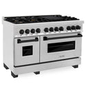 ZLINE Autograph Edition 48 in. 6.0 cu. ft. Legacy Dual Fuel Range with 7 Burner Gas Cooktop and 2 Electric Ovens in Satin Stainless Steel and Matte Black Accents (RASZ-SN-48-MB)