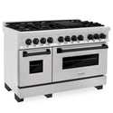 ZLINE Autograph Edition 48 in. 6.0 cu. ft. Legacy Dual Fuel Range with 7 Burner Gas Cooktop and 2 Electric Ovens in Satin Stainless Steel and Matte Black Accents, Open Box-Great Condition