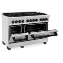 ZLINE Autograph Edition 48 in. 6.0 cu. ft. Legacy Dual Fuel Range with 7 Burner Gas Cooktop and 2 Electric Ovens in Satin Stainless Steel and Matte Black Accents, Open Box-Good Condition