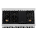 ZLINE Autograph Edition 48 in. 6.0 cu. ft. Legacy Dual Fuel Range with 7 Burner Gas Cooktop and 2 Electric Ovens in Satin Stainless Steel and Matte Black Accents (RASZ-SN-48-MB)