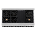 ZLINE Autograph Edition 48 in. 6.0 cu. ft. Legacy Dual Fuel Range with 7 Burner Gas Cooktop and 2 Electric Ovens in Satin Stainless Steel and Matte Black Accents, Open Box-Great Condition