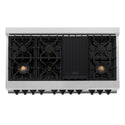 ZLINE Autograph Edition 48 in. 6.0 cu. ft. Legacy Dual Fuel Range with 7 Burner Gas Cooktop and 2 Electric Ovens in Satin Stainless Steel and Matte Black Accents, Open Box-Good Condition