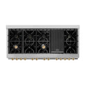 ZLINE Autograph Edition 60 in. 7.4 cu. ft. Legacy Dual Fuel Range with 9 Burner Gas Cooktop and 2 Electric Convection Ovens in Satin Stainless Steel and Champagne Bronze Accents (RASZ-SN-60-CB)