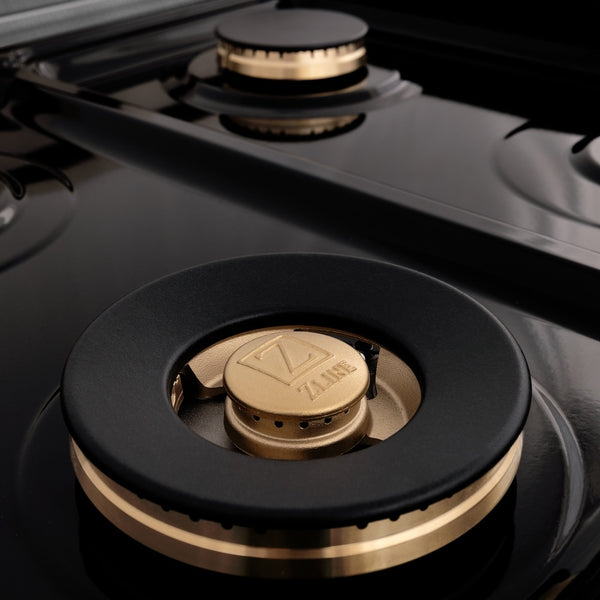 ZLINE Autograph Edition 60 in. 7.4 cu. ft. Legacy Dual Fuel Range with 9 Burner Gas Cooktop and 2 Electric Convection Ovens in Satin Stainless Steel and Matte Black Accents, Open Box-Great Condition