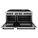 ZLINE Autograph Edition 60 in. 7.4 cu. ft. Legacy Dual Fuel Range with 9 Burner Gas Cooktop and 2 Electric Convection Ovens in Satin Stainless Steel and Matte Black Accents (RASZ-SN-60-MB)