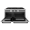 ZLINE Autograph Edition 60 in. 7.4 cu. ft. Legacy Dual Fuel Range with 9 Burner Gas Cooktop and 2 Electric Convection Ovens in Satin Stainless Steel and Matte Black Accents, Open Box-Great Condition