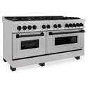 ZLINE Autograph Edition 60 in. 7.4 cu. ft. Legacy Dual Fuel Range with 9 Burner Gas Cooktop and 2 Electric Convection Ovens in Satin Stainless Steel and Matte Black Accents, Open Box-Great Condition