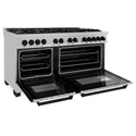 ZLINE Autograph Edition 60 in. 7.4 cu. ft. Legacy Dual Fuel Range with 9 Burner Gas Cooktop and 2 Electric Convection Ovens in Satin Stainless Steel and Matte Black Accents, Open Box-Great Condition