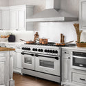 ZLINE Autograph Edition 60 in. 7.4 cu. ft. Legacy Dual Fuel Range with 9 Burner Gas Cooktop and 2 Electric Convection Ovens in Satin Stainless Steel and Matte Black Accents, Open Box-Great Condition
