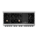 ZLINE Autograph Edition 60 in. 7.4 cu. ft. Legacy Dual Fuel Range with 9 Burner Gas Cooktop and 2 Electric Convection Ovens in Satin Stainless Steel and Matte Black Accents (RASZ-SN-60-MB)