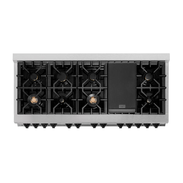 ZLINE Autograph Edition 60 in. 7.4 cu. ft. Legacy Dual Fuel Range with 9 Burner Gas Cooktop and 2 Electric Convection Ovens in Satin Stainless Steel and Matte Black Accents (RASZ-SN-60-MB)