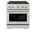 ZLINE Autograph Edition 30 in. 4.2 cu. ft. Paramount Dual Fuel Range with 4 Burner Gas Cooktop and Electric Convection Oven in Satin Stainless Steel with Polished Gold Accents, Open Box-Great Condition