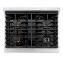ZLINE Autograph Edition 30 in. 4.2 cu. ft. Paramount Dual Fuel Range with 4 Burner Gas Cooktop and Electric Convection Oven in Satin Stainless Steel with Polished Gold Accents, Open Box-Good Condition