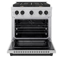 ZLINE Autograph Edition 30 in. 4.2 cu. ft. Paramount Dual Fuel Range with 4 Burner Gas Cooktop and Electric Convection Oven in Satin Stainless Steel with Matte Black Accents, Open Box-Great Condition
